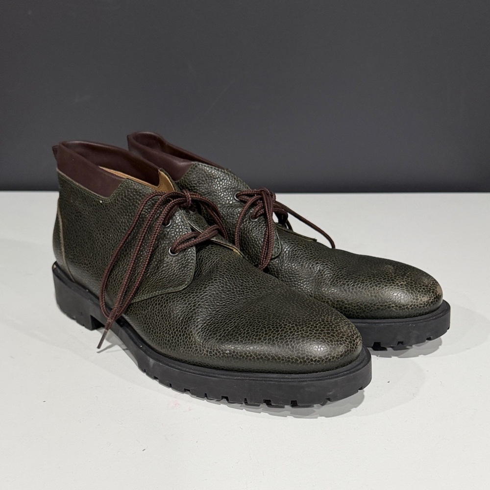 Men's Chukka Boots - Olive Green Leather